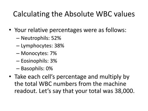 absolute wbc count calculator|calculate absolute cell count.